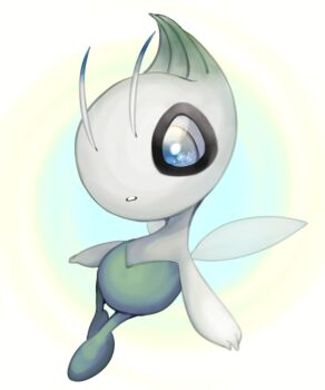 Rule 34 | 1other, antenna, blue eyes, celebi, colored skin, fairy wings, full body, gen 2 pokemon, green skin, grey skin, highres, legendary pokemon, looking afar, multicolored skin, mythical pokemon, nintendo, other focus, parted lips, pokemon, pokemon (creature), rey (pixiv 95560830), solo, teeth, two-tone skin, wings