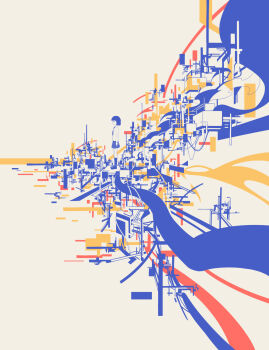 1girl collared_shirt female_focus flat_color from_side hebitsukai highres kneehighs limited_palette long_sleeves looking_away necktie original pleated_skirt shirt short_hair skirt socks solo standing