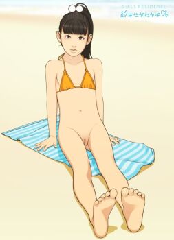 barefoot black_hair bottomless clitoral_hood clitoris feet flat_chest gluteal_fold loli model original pussy shinchou_ni_kansuru_kousatsu sitting tagme thighs uncensored