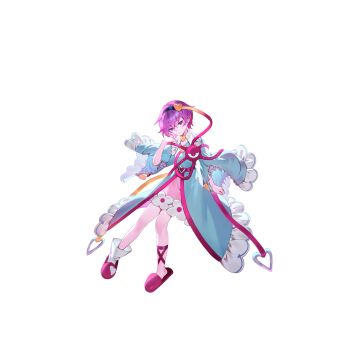 1girl adapted_costume black_hairband blue_dress collared_shirt dress eyeball frilled_shirt_collar frilled_sleeves frills full_body game_cg hair_between_eyes hair_ornament hairband heart heart_hair_ornament highres komeiji_satori long_sleeves looking_at_viewer non-web_source official_art parted_lips pink_eyes pink_hair pink_skirt red_slippers ribbon-trimmed_collar ribbon_trim second-party_source shirt short_hair single_sock skirt sleeve_zipper slippers socks solo third_eye touhou touhou_gensou_eclipse transparent_background u_u_zan white_socks wide_sleeves zipper zipper_pull_tab