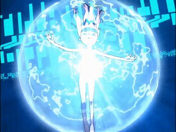 Rule 34 | 1girl, animated, animated gif, barefoot, biomerge, breasts, closed eyes, completely nude, convenient censoring, digimon, digimon tamers, energy, floating hair, long hair, looping animation, makino ruki, matrix evolution, nude, official art, open mouth, outstretched arms, pink hair, small breasts, solo, trembling, trembling legs