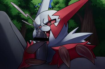 2boys bar_censor censored claws colored_sclera cum ejaculation fellatio furry furry_male furry_with_non-furry gen_3_pokemon interspecies katahane3 licking licking_penis male_focus multiple_boys nintendo oral outdoors penis pokemon pokephilia red_sclera solo tail tongue tongue_out two-tone_fur white_fur yaoi zangoose