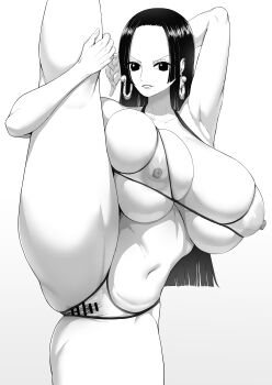 1girl bikini black_hair boa_hancock breasts cleavage highres huge_breasts kding large_breasts long_hair one_piece solo swimsuit