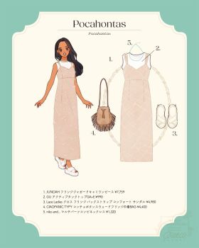 alternate_costume artist_name black_hair brown_eyes commentary_request contemporary dark-skinned_female dark_skin dress full_body highres jewelry long_hair looking_at_viewer meecosme native_american necklace pocahontas_(disney) pocahontas_(movie) solo