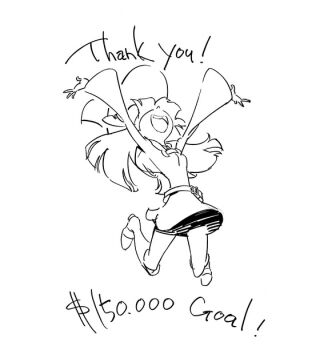 Rule 34 | 10s, 1girl, artist request, belt, boots, dollar sign, dress, english text, female focus, full body, greyscale, hat, jumping, kagari atsuko, kickstarter, little witch academia, long hair, monochrome, non-web source, official art, open mouth, simple background, sketch, solo, thank you, trigger (company), white background, witch, witch hat