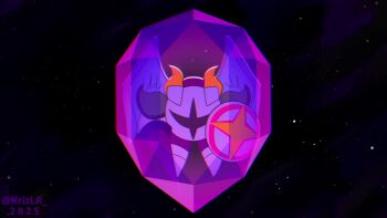 2025 animated audible_music crystal electricity galacta_knight holding holding_shield holding_sword holding_weapon horns kirby_(series) lrkriz mask nintendo red_eyes shield sound star_(sky) super_kirby_clash sword tagme twitter_username video weapon wings