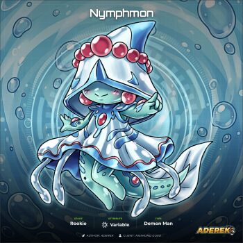 Rule 34 | 1girl, aderek, bubble, calamaramon, digimon, digimon (creature), oridigi, original, ranamon, smile, tail, tentacles