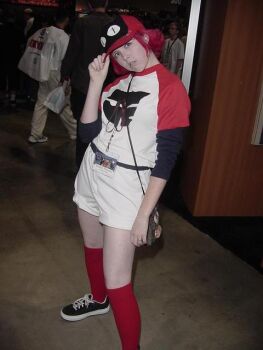 Rule 34 | 1girl, cosplay, cosplay photo, flcl, haruhara haruko, photo (medium), red socks, socks