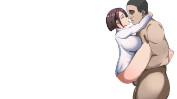 1girl breasts cum cum_in_pussy fat fat_man kiss large_breasts matsujitsu_no_naka_de_kanojo_ga_daraku_shita nude vaginal