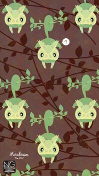 ? chameleon character_name claws gen_3_pokemon highres kecleon leaf meme_(sleepsheep) nintendo no_humans plant pokemon pokemon_(creature) pokemon_focus speech_bubble spoken_question_mark tail vines