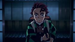 1boy 1girl animated anus black_hair breasts daki_(kimetsu_no_yaiba) demon_girl earrings highres jewelry kamado_tanjirou kimetsu_no_yaiba lipstick long_hair makeup nipples peppymcfalco_(editor) pubic_hair pussy red_pupils sandals sash sound squatting suspension sword tagme third-party_edit video weapon