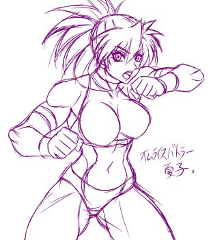 1girl muscular muscular_female original sketch solo tagme taroimo_(00120014) wrestler wrestling_outfit