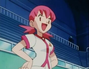 2girls alternate_color animated animated_gif breasts fangs gen_1_pokemon gym_leader horns long_hair low_twintails multiple_girls nidorina nintendo pink_hair poke_ball pokemon pokemon_(anime) pokemon_(creature) screencap short_shorts short_sleeves shorts smile twintails whitney_(pokemon)