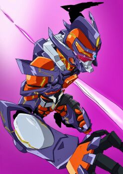 10s 1boy arai_hiroki armor gridknight_(ssss.gridman) gridman_universe highres male_focus purple_background running simple_background solo ssss.gridman