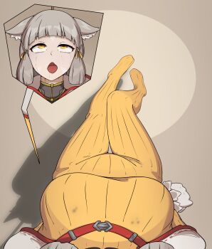 Rule 34 | 1girl, absurdres, animal ears, bodysuit, breasts, brown background, brown hair, commentary, crying, crying with eyes open, english commentary, female pov, hanged, highres, medium breasts, noose, original, pixelbrei, pov, rolling eyes, short hair, simple background, solo, tears, yellow bodysuit, yellow eyes