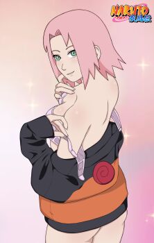 1girl bra breasts green_eyes haruno_sakura highres naruto_(series) naruto_shippuuden pink_hair short_hair solo underwear