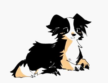Rule 34 | animal, animal focus, black fur, border collie, closed mouth, dog, lying, multicolored fur, no humans, on stomach, original, simple background, sketch, smile, white background, white fur, zugvogel 0525