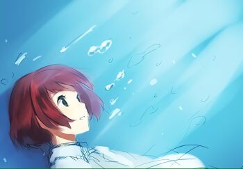 artist_request bubble green_eyes katawa_shoujo looking_up red_hair shirt source_request tezuka_rin white_shirt