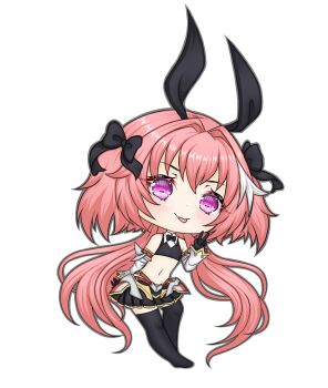 Rule 34 | 1boy, animal ears, armored skirt, astolfo (fate), astolfo (saber) (fate), astolfo (saber) (first ascension) (fate), black bow, black bowtie, black gloves, black skirt, black thighhighs, black tube top, bow, bowtie, chibi, chibi only, collar, crossdressing, crossdressing (mtf), deformed, detached sleeves, fake animal ears, fang, fate/grand order, fate (series), gloves, hair bow, hair intakes, highres, long hair, low twintails, male focus, midriff, miniskirt, multiple hair bows, navel, pink hair, purple hair, rabbit ears, simple background, single hair streak, skin fang, skirt, solo, strapless, thighhighs, tongue, tongue out, trap, tube top, twintails, v, very long hair, white background, white collar, white hair, white sleeves, zerokero, zettai ryouiki