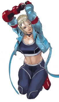 1girl blonde_hair cammy_white long_hair solo street_fighter street_fighter_6