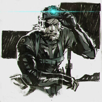 Rule 34 | big boss, facial hair, ilya kuvshinov, male focus, metal gear (series), metal gear solid v: ground zeroes, metal gear solid v: the phantom pain, sneaking suit, solo