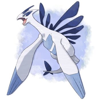 commentary deviantart_username english_commentary fakemon full_body gen_2_pokemon legendary_pokemon looking_ahead lugia mega_pokemon mega_pokemon_(other) nintendo no_humans open_mouth pokemon pokemon_(creature) red_eyes solo twarda8 white_background