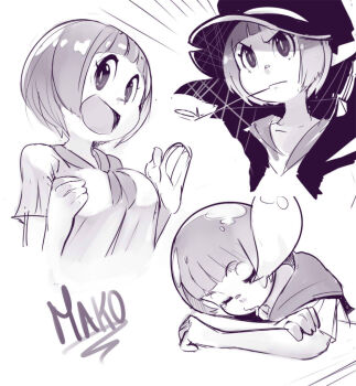 Rule 34 | 10s, 1girl, alternate costume, banchou, bob cut, breasts, collage, delinquent, drooling, female focus, kill la kill, mankanshoku mako, medium breasts, monochrome, mouth hold, nose bubble, school uniform, serafuku, sho-n-d, short hair, sleeping, smile, solo, spoilers, straw (stalk)