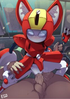 1boy 1girl animal_ears breasts cat_ears hetero highres joints medarot owahi_ego penis peppercat plug pussy robophilia robot robot_girl robot_joints sex uncensored vaginal