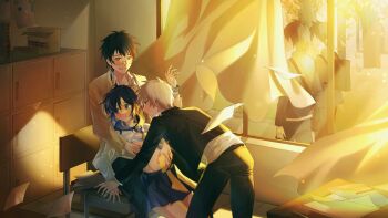 corpse_party corpse_party_musume dual_persona grabbing_another's_arm groping hakutaku_ovo highres kishinuma_yoshiki molestation restrained shinozaki_ayumi tagme