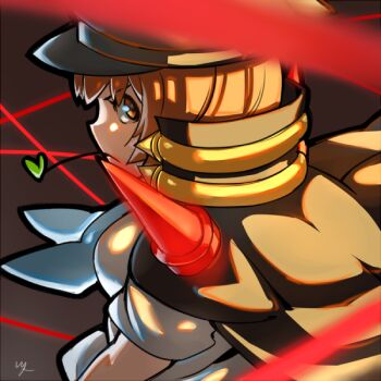 Rule 34 | 10s, 1girl, alternate costume, banchou, breasts, brown eyes, brown hair, cape, darkeagle an, delinquent, female focus, hat, kill la kill, looking at viewer, mankanshoku mako, serious, short hair, solo, spikes, spoilers, usagi haku