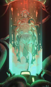 1boy abs boku_no_hero_academia dabi_(boku_no_hero_academia) dim_lighting experiment floating from_front from_outside highres keiid muscular muscular_male oxygen_mask scar stasis_tank stitches tagme test_tube todoroki_touya topless_male white_hair