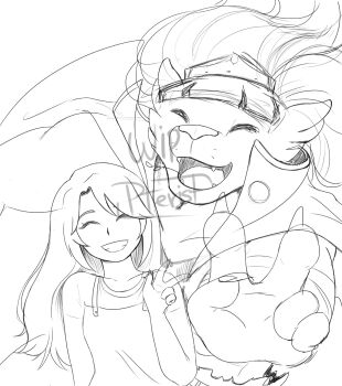 Rule 34 | 1boy, 1girl, bancholeomon, banchou, closed eyes, delinquent, digimon, happy, highres, smile, teeth, v