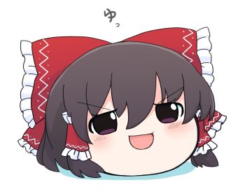 Rule 34 | 1girl, azuma meri, blush, brown hair, disembodied head, hair ribbon, hakurei reimu, highres, ribbon, smile, touhou, yukkuri shiteitte ne