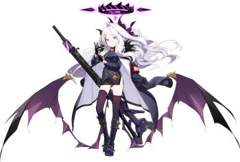 1girl adjusting_clothes adjusting_gloves ahoge armband black_boots black_gloves black_ribbon black_skirt blue_archive blue_jacket boots breasts buttons chain closed_mouth clothes_writing coat coat_on_shoulders demon_wings doremi_(doremi4704) double-breasted expressionless female_focus forehead full_body fur-trimmed_coat fur_collar fur_trim game_asset gloves glowing gun gun_sling hair_ornament hair_ribbon hairclip half-closed_eyes halo hands_up heel_up hina_(blue_archive) horns jacket japanese_text knee_boots lace-up_boots large_variant_set legs long_hair long_sleeves looking_at_viewer low_wings machine_gun medal mg42 military_uniform miniskirt multiple_horns official_art pale_skin parted_bangs pencil_skirt purple_eyes purple_halo purple_horns purple_thighhighs purple_wings ribbon sidelocks simple_background skirt slit_pupils small_breasts solo spiked_wings split_mouth standing tachi-e thighhighs thighs third-party_source transparent_background two-sided_coat two-sided_fabric variant_set very_long_hair weapon white_hair wings zettai_ryouiki