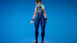 1girl 3d alternate_costume animated artist_name asian audible_music blue_background blue_bodysuit bodysuit capcom chun-li dancing fortnite from_behind leggings looking_at_viewer lower_body official_alternate_costume ryona shiny_clothes simple_background skin_tight solo sound street_fighter street_fighter_zero_(series) tagme thigh_gap video wide_hips