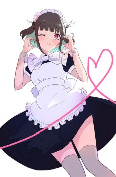 1girl apron black_hair colored_inner_hair highres iroha_(rune_factory) maid maid_apron maid_headdress multicolored_hair red_eyes rune_factory rune_factory:_guardians_of_azuma thighhighs vmzdzxnx7fiyoxx white_apron