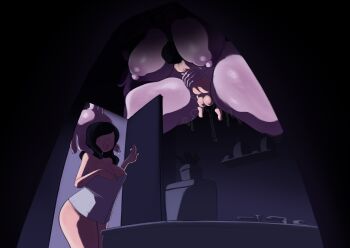 1boy 1girl age_difference breasts cleavage dedalo hex_maniac_(pokemon) huge_breasts large_breasts long_hair nintendo pokemon shota vaginal