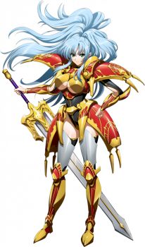 1girl arm_guards armor armored_boots big_hair black_leotard blue_hair boobplate boots breastplate breasts closed_mouth clothing_cutout cuisses floating_hair full_body game_cg gold_armor gold_boots gold_trim green_eyes hand_on_own_hip helena_(langrisser) holding holding_sword holding_weapon huge_weapon knight langrisser langrisser_mobile large_breasts leotard light_smile long_hair looking_at_viewer official_art pauldrons ponytail red_armor shoulder_armor sidelocks solo spiked_armor spikes standing sword tachi-e tassets third-party_source transparent_background two-tone_armor underboob underboob_cutout vambraces warrior weapon
