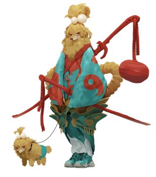 absurdres animal_nose black_eyes brown_fur commentary cuisses dated_commentary dog dog_girl english_commentary full_body furry furry_female green_kimono green_shoes henu_caulfield_joo highres holding holding_leash japanese_clothes katana kimono leash long_sleeves looking_at_viewer original poodle rope shimenawa shoes simple_background sleeves_past_fingers sleeves_past_wrists sneakers solo standing sword sword_on_back tachi-e weapon weapon_on_back white_background wide_sleeves