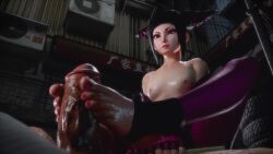 1boy 1girl 3d age_difference aged_down animated black_gloves black_hair black_socks bracelet breasts capcom elbow_gloves expressionless eyebrows eyelashes fat fat_man fingerless_gloves footjob from_below full_body gloves hair_horns han_juri hetero highres jewelry kaogum leggings lips loli looking_at_penis looking_down looping_animation nail_polish navel nipples old old_man outdoors penis pink_nails purple_eyes purple_gloves purple_leggings self-upload short_hair sitting size_difference small_breasts socks solo_focus sound spiked_bracelet spikes spread_legs street_fighter toeless_legwear toenail_polish toenails toes topless_female twintails two-footed_footjob two-tone_gloves uncensored video