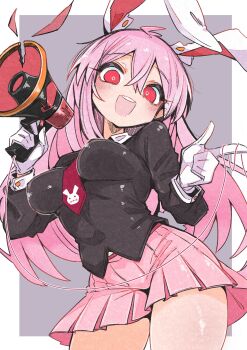 1girl absurdres deal360acv highres miniskirt pink_hair red_eyes reisen_udongein_inaba skirt solo touhou