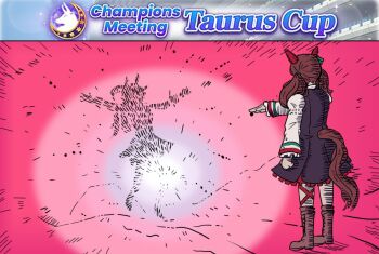 Rule 34 | 2girls, animal ears, boots, bow, brown boots, brown hair, buttons, commentary, dr. manhattan kills rorschach (meme), dress, ear bow, ear covers, english commentary, explosion, green bow, hand up, horse ears, horse girl, horse tail, knee boots, long sleeves, medium hair, meme, multiple girls, nice nature (poinsettia ribbon) (umamusume), nice nature (umamusume), o-ring, parody, puffy sleeves, shirt, tail, terkmc, thigh strap, tokai teio (peak joy) (umamusume), tokai teio (umamusume), twintails, umamusume, watchmen, white shirt