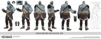 1boy abs armor bald bara bare_pectorals beard brass_knuckles reference_sheet chest_belt chest_harness critical_role dungeons_&amp;_dragons facial_hair from_behind from_side frown full_body grog_strongjaw harness head_tattoo highres large_pectorals looking_at_viewer male_focus multiple_views muscular muscular_male nipples official_art pauldrons pectorals pelvic_curtain phil_bourassa shoulder_armor shoulder_tattoo single_pauldron smile standing stomach straight-on tattoo the_legend_of_vox_machina thick_eyebrows weapon