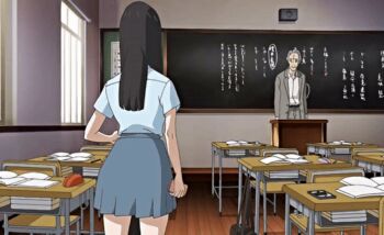 10s 1boy 1girl 2018 age_difference akane_(kansen_sodom) animated animated_gif black_hair indoors interior kansen_sodom old old_man older_male_and_younger_female panties sex tagme teacher teacher_and_student underwear undressing white_panties