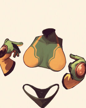 1girl boku_no_hero_academia breasts commentary deku&#039;s_photo_of_hagakure_toru english_commentary gloves hagakure_toru highres invisible large_breasts looking_at_viewer official_alternate_costume pointing pointing_at_self raichiyo33 simple_background solo swimsuit