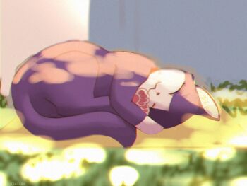 Rule 34 | :3, ^ ^, ancesra, animal focus, artist name, cat, closed eyes, closed mouth, curled up, dappled sunlight, day, doukyonin wa hiza tokidoki atama no ue., closed eyes, full body, grass, happy, haru (doukyonin wa hiza tokidoki atama no ue.), lying, no humans, on ground, on side, outdoors, pawpads, sketch, sleeping, smile, solo, sunlight, watermark
