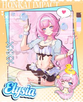 1girl ;) absurdres bikini bikini_skirt blue_eyes bracelet breasts character_name chinese_commentary commentary_request commission elf elysia_(honkai_impact) elysia_(miss_pink_elf)_(honkai_impact) elysia_(summer_miss_elf)_(honkai_impact) hairband heart highres honkai_(series) honkai_impact_3rd jewelry large_breasts long_hair looking_at_viewer midriff musical_note navel necklace official_alternate_costume one_eye_closed pink_hair pointy_ears poolside scrunchie shell shell_necklace sitting smile solo spoken_heart swimsuit very_long_hair watermark weishengsu white_bikini white_hairband wrist_scrunchie