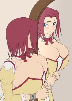 1girl breasts bursting_breasts code_geass highres huge_breasts iwao178 kouzuki_kallen red_hair