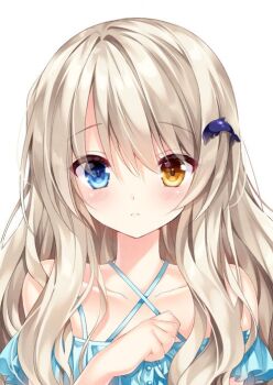 Rule 34 | 1girl, blonde hair, blue eyes, brown hair, commentary, hair between eyes, heterochromia, long hair between eyes, luca (nogi takayoshi), nogi takayoshi, non-web source, original