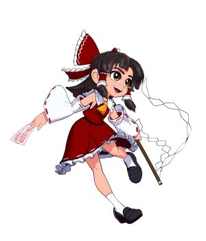 3d absurdres ascot black_hair bow brown_eyes collar detached_sleeves frilled_bow frills gohei hair_bow hair_tubes hakurei_reimu highres medium_hair nontraditional_miko red_bow red_shirt red_skirt ribbon-trimmed_sleeves ribbon_trim shirt sidelocks skirt skirt_set sleeveless solo takki_thammawan touhou white_collar yellow_ascot
